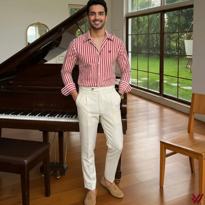 shirtbajar Prince Shirt – Red & White Stripe | 100% Premium Cotton - Image 5