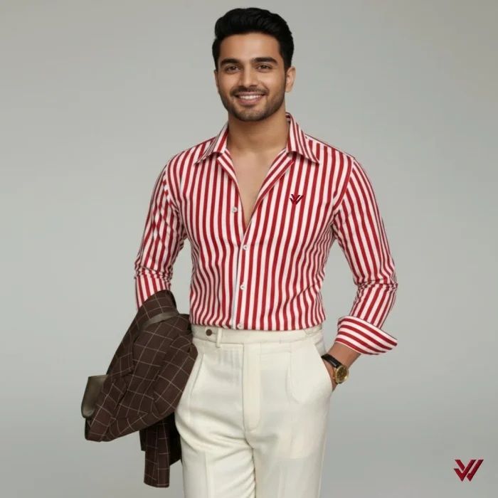 shirtbajar Prince Shirt – Red & White Stripe | 100% Premium Cotton - Image 4